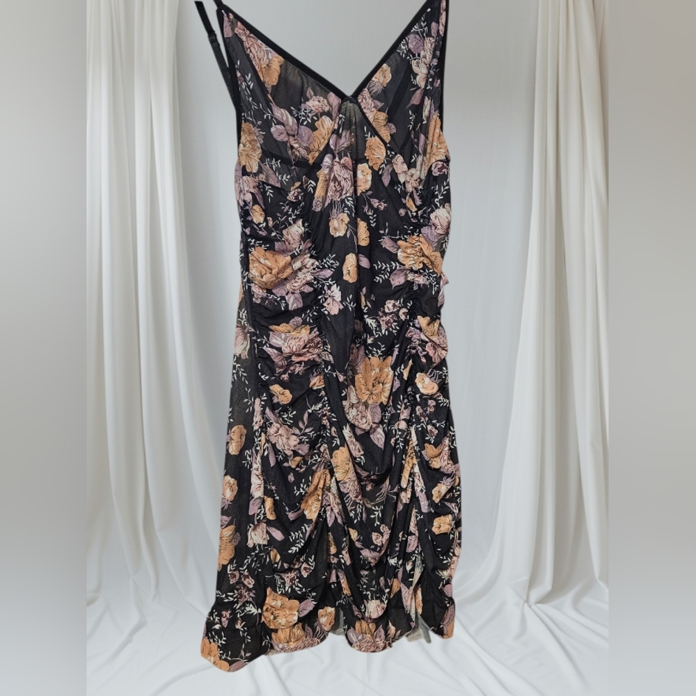 Black Sheer Floral Mini Dress